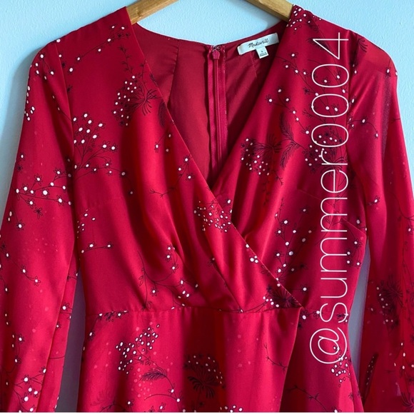 Like New Madewell Hazelwood Wrap Dress Dress Red 0 - Picture 11 of 11